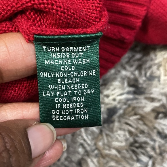 Lauren Ralph Lauren mock neck long sleeve 100% cotton sweater red size large - Picture 7 of 11